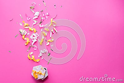 Celebration,party backgrounds concepts ideas with colorful confetti,streamers on white.Flat lay design. Stock Photo