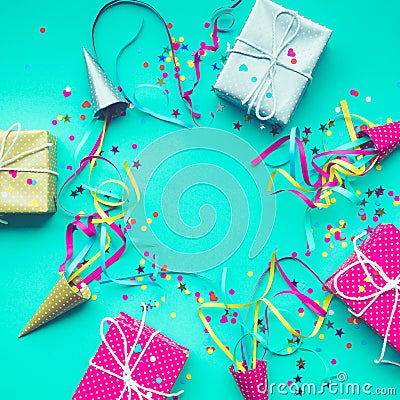 Celebration,party backgrounds concepts ideas with colorful gift box Stock Photo