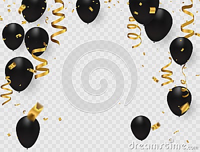 Celebration party banner with Gold balloons on white background Cartoon Illustration