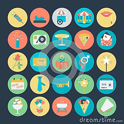 Celebration and Party Colored Vector Icons 3 Stock Photo
