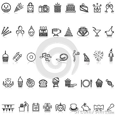 Celebration party line icon set Vector Illustration