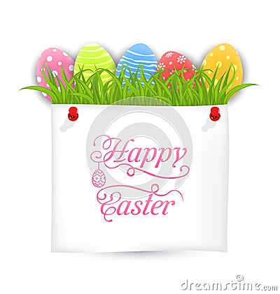 Celebration PostCard with Easter Ornamental Eggs Vector Illustration