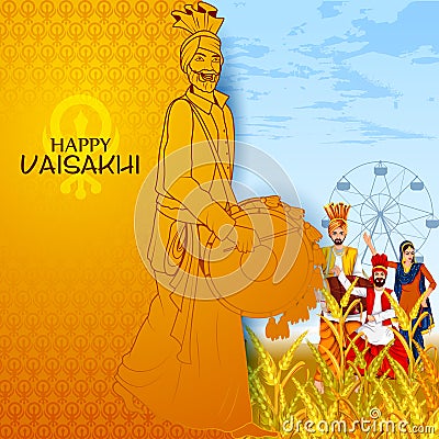 Celebration of Punjabi festival Vaisakhi background Vector Illustration