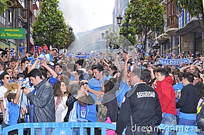 Celebration of the rise to Liga Adelante of Spanish Football Lea Editorial Stock Photo