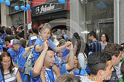 Celebration of the rise to Liga Adelante of Spanish Football Lea Editorial Stock Photo