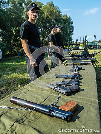 The celebration of a Russian military holiday - the day of airborne forces on 2 August 2016 in the village Kremenskaya Kaluga Editorial Stock Photo