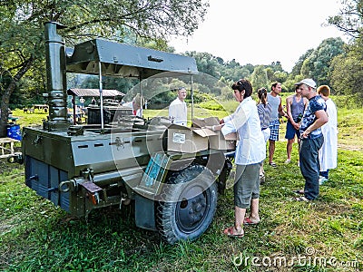 The celebration of a Russian military holiday - the day of airborne forces on 2 August 2016 in the village Kremenskaya Kaluga Editorial Stock Photo