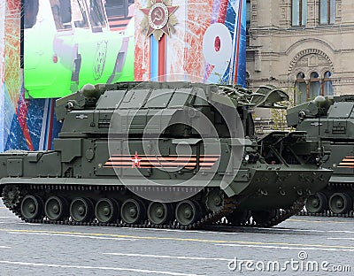 Celebration of the 72th anniversary of the Victory Day WWII on Red Square. The All-weather tactical air defense missile system ` Editorial Stock Photo