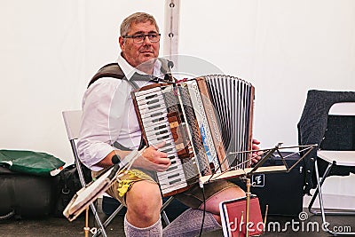 Prague, September 23, 2017: Celebration of the traditional German beer festival Oktoberfest in the Czech Republic. The Editorial Stock Photo