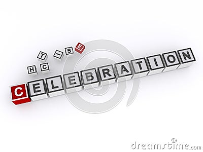 celebration word block on white Stock Photo