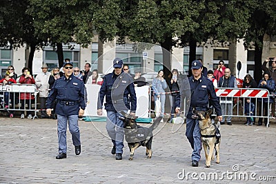 Celebrations for the 167th anniversary of the Italian Police, with stands and demonstrations in the square Editorial Stock Photo