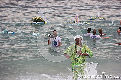 Celebrations of Yemanja at Copacabana Beach Editorial Stock Photo