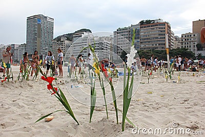 Celebrations of Yemanja at Copacabana Beach Editorial Stock Photo