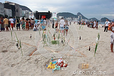 Celebrations of Yemanja at Copacabana Beach Editorial Stock Photo