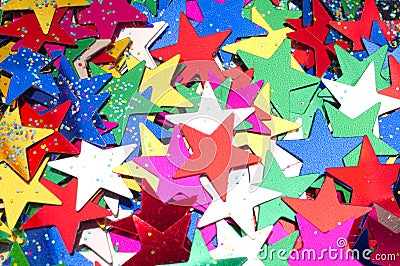 Celebratory Background from colour stars. Macro Stock Photo