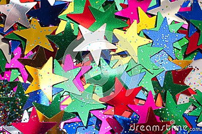 Celebratory Background from colour stars. Macro Stock Photo