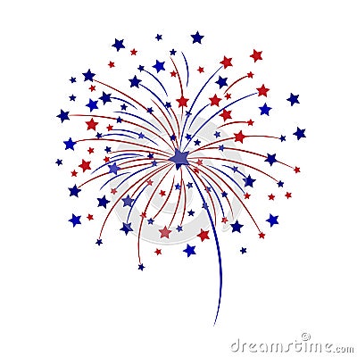 Celebratory fireworks on a white background. Vector illustration. Cartoon Illustration