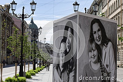 Celebrities and children with down syndrome on the posters Editorial Stock Photo