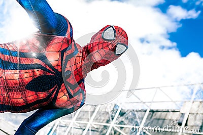 Celebrities comics. Spiderman Marvel Comics superhero. Spider-Man Editorial Stock Photo