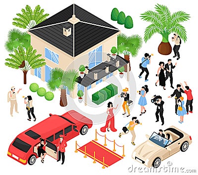 Celebrities Isometric Set Vector Illustration