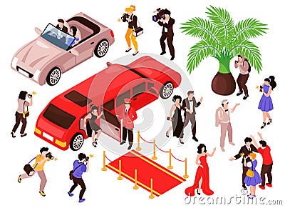 Celebrities Red Carpet Set Vector Illustration