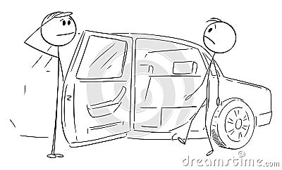 Celebrity or Politician Get in Limousine Car , Vector Cartoon Stick Figure Illustration Vector Illustration