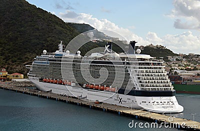 Celebrity Reflection arrived in St Maarten Editorial Stock Photo
