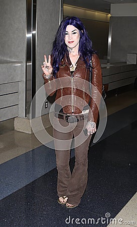 Celebrity tattooist Kat Von D is seen at LAX Editorial Stock Photo