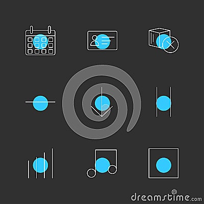 celender , credit card , music , graph , user interface icons , Vector Illustration