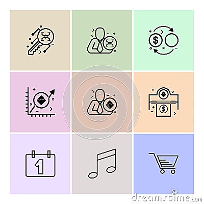 celender , music , cart , crypto currency , money, crypto , c Vector Illustration