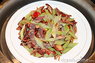 Celery Fried bacon Stock Photo