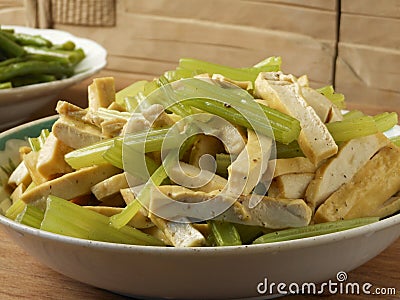 Celery fried dried tofu Stock Photo