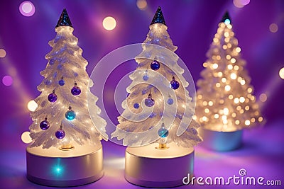 Celestial Angel Tree Toppers Illuminated by LED Lights.AI Generated Stock Photo