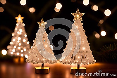 Celestial Angel Tree Toppers Illuminated by LED Lights.AI Generated Stock Photo