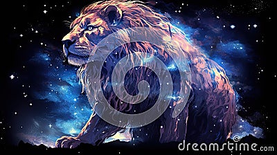 Celestial Beast in Cosmic Realm Stock Photo