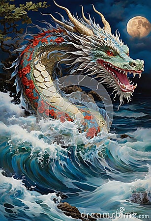 Celestial Dragon Emerges, Chinese New Year 2024 Stock Photo