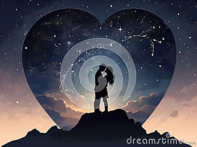 Celestial Embrace: Love Among the Stars Stock Photo