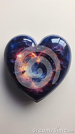 Celestial Fragility: The Glass Heart Inside Galaxy Stock Photo