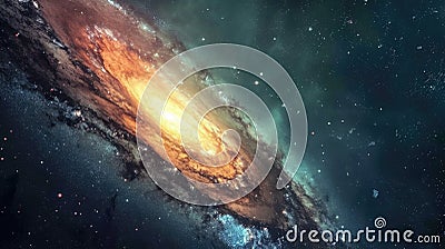 A celestial light show of neon hues painting the spiral of a distant galaxy with cosmic beauty Stock Photo
