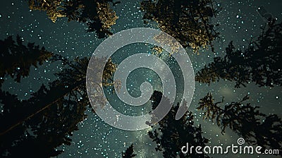 Celestial Splendor, Mesmerizing Light Display Over Boreal Trees. Generative Ai Stock Photo