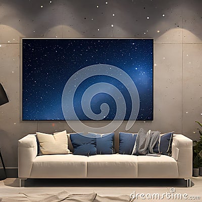 1534 Celestial Starry Sky: A celestial and captivating background featuring a night sky filled with stars, a crescent moon, and Stock Photo
