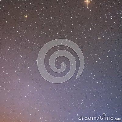 1534 Celestial Starry Sky: A celestial and captivating background featuring a night sky filled with stars, a crescent moon, and Stock Photo