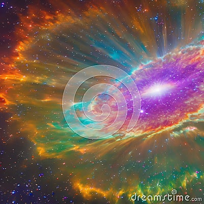 1605 Celestial Supernova: A mesmerizing and celestial background featuring a supernova explosion with vibrant bursts of light, c Stock Photo