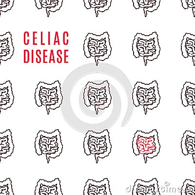Celiac intestine disorder linear pattern poster Vector Illustration