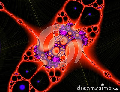 Cell design, fractal red blue design, abstract background Stock Photo