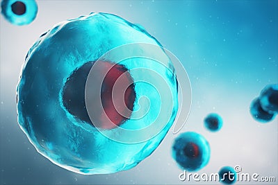 Cell of a living organism, scientific concept. Illustration on a blue background. The structure of the cell at the Cartoon Illustration