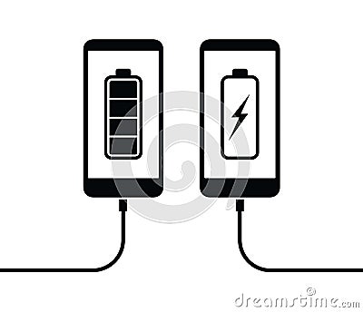 Cell mobile phone battery charging icon Vector Illustration