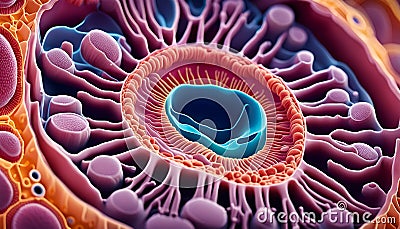 Components of Eukaryotic cell, nucleus and organelles and plasma membrane - 3d illustration Stock Photo