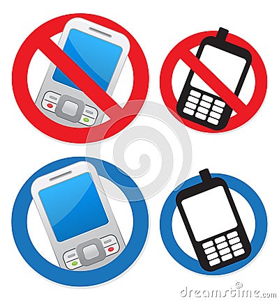 Cell phone allowed and forbidden Stock Photo