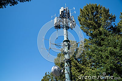 Cell phone antenna tower on top of Signal Mountain in Grand Teton National Park Stock Photo